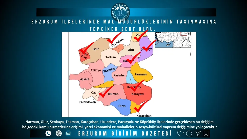 Erzurum İlçelerinde Mal Müdürlüklerinin Taşınmasına Tepkiler Sert Oldu.